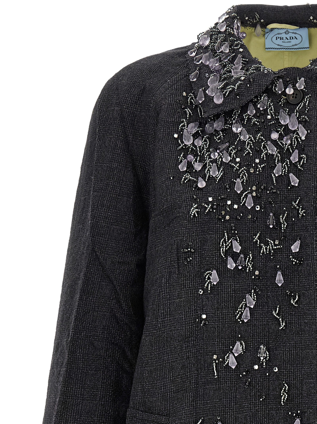 PRADA Wales Mouliné Coat Grey, view 4
