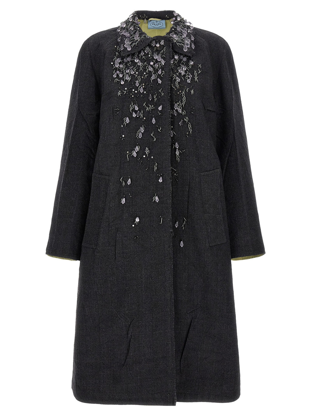 PRADA Wales Mouliné Coat Grey
