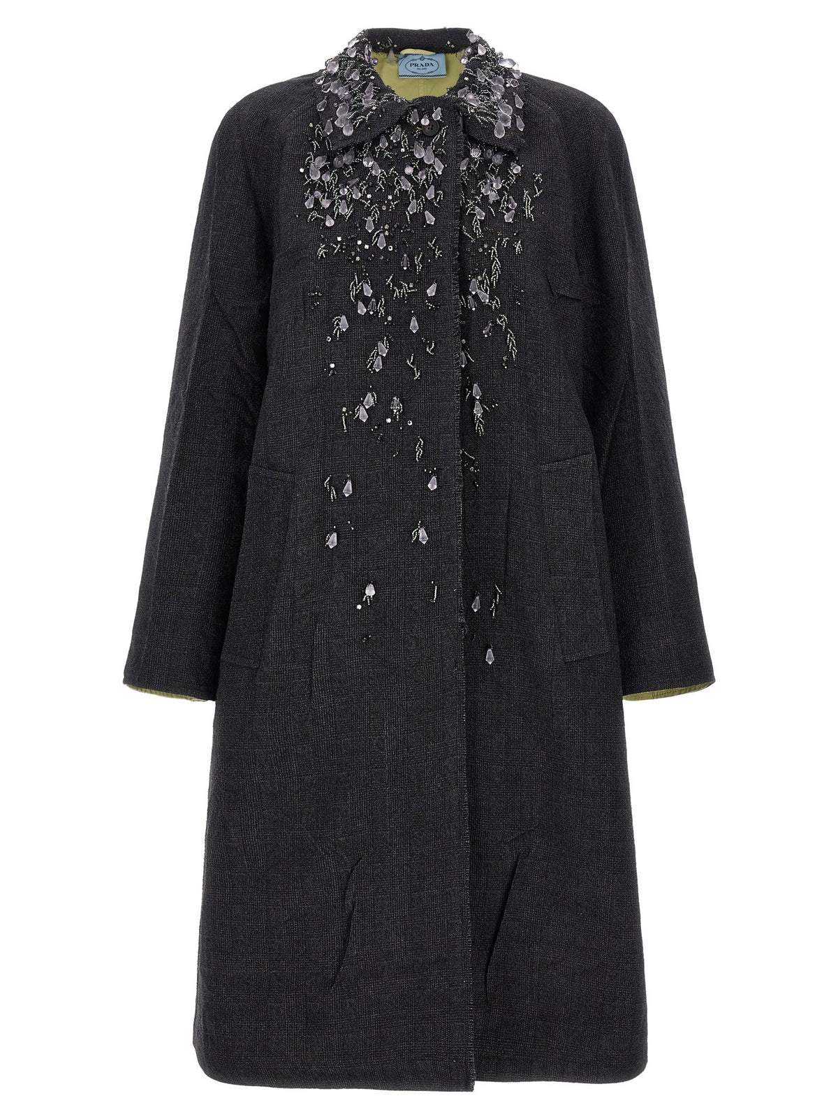 PRADA Wales Mouliné Coat Grey