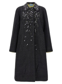 PRADA Wales Mouliné Coat Grey
