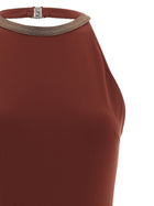 Brunello Cucinelli Precious Collar One Piece Swimsuit Red, view 3