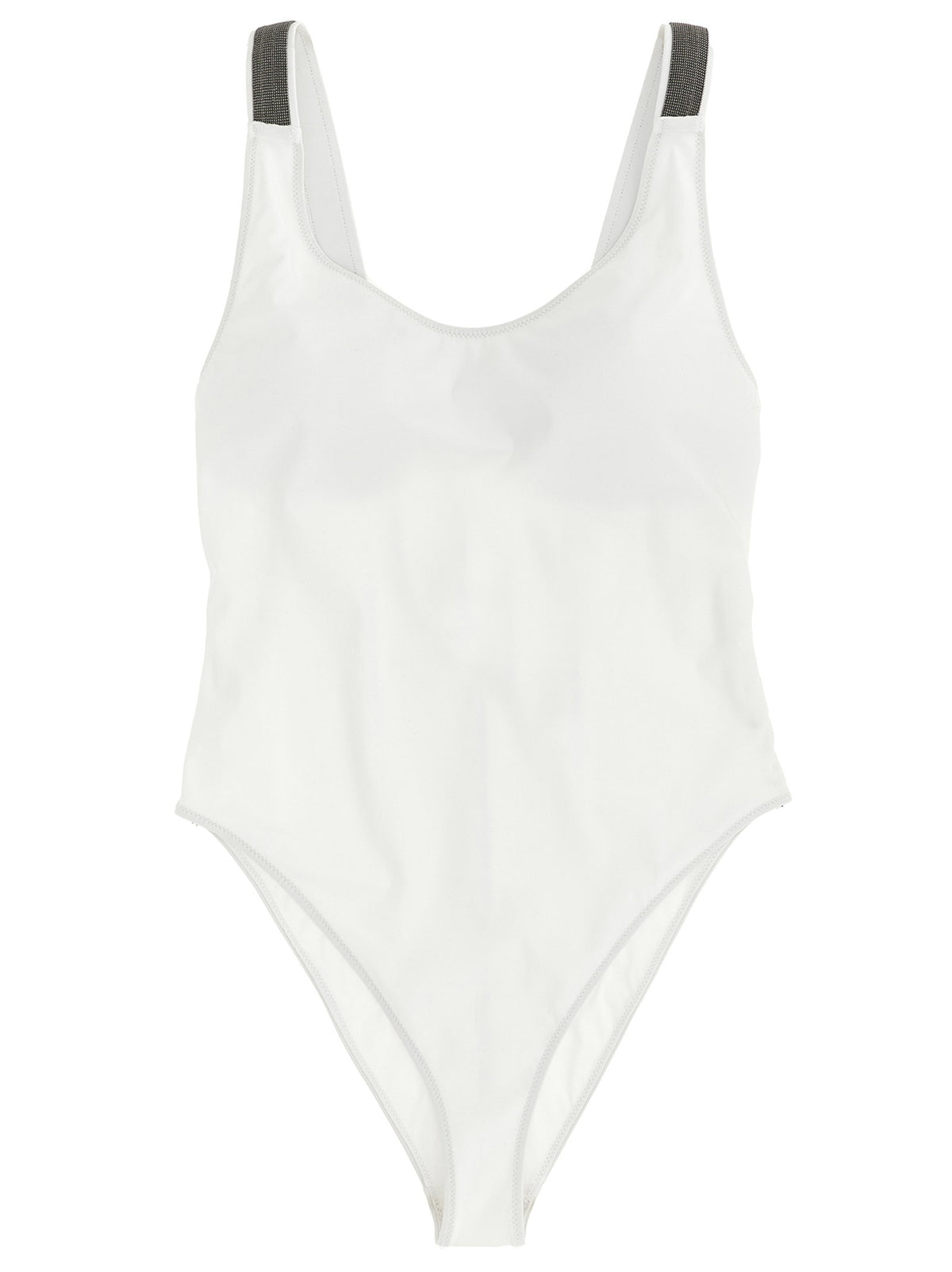 Brunello Cucinelli Precious Details One Piece Swimsuit White