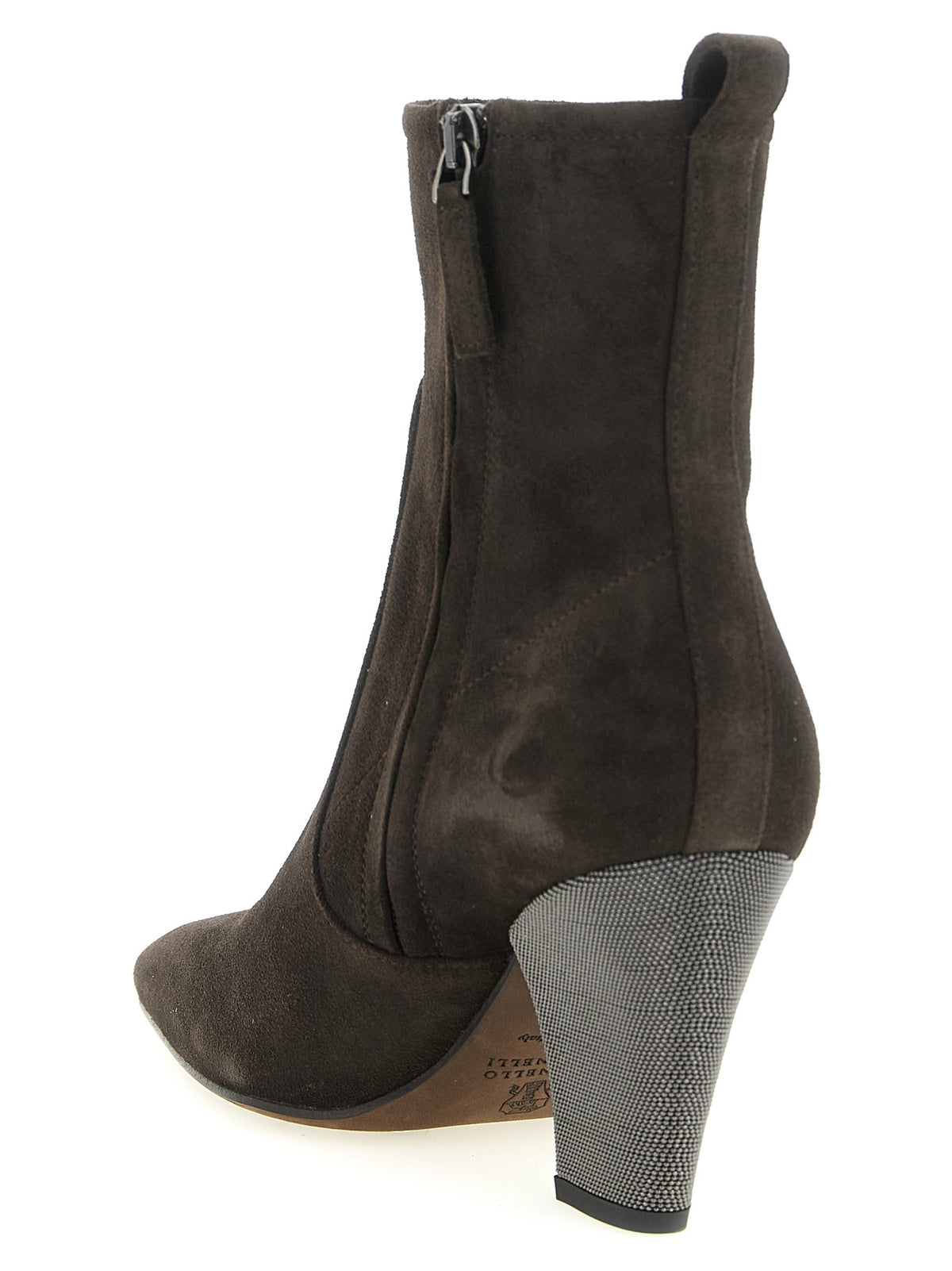 Brunello Cucinelli Precious Heel Ankle Boots Brown, view 3