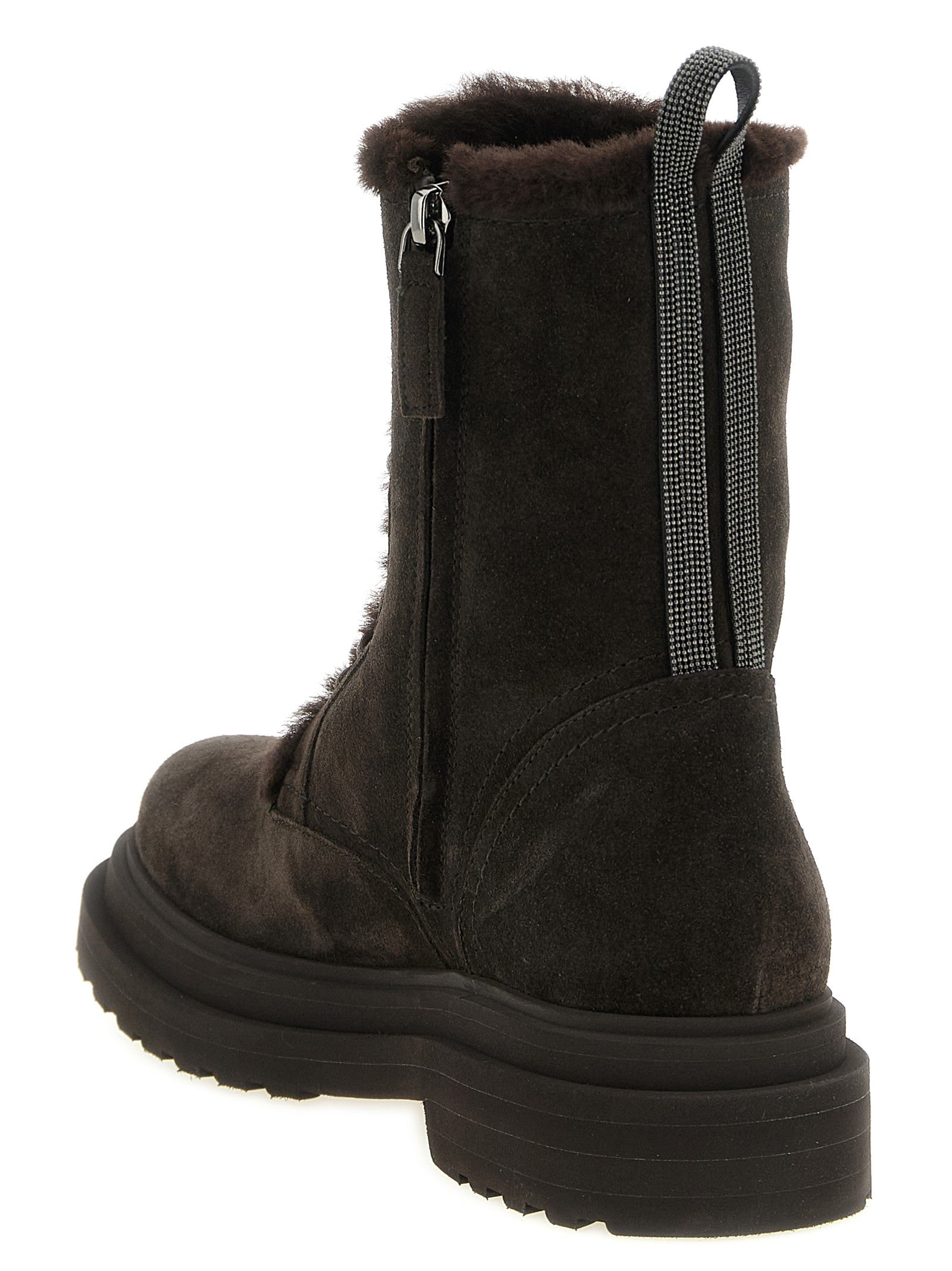 Brunello Cucinelli Precious Loop Ankle Boots Brown