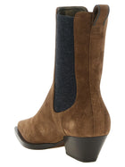 Brunello Cucinelli Precious Loop Detail Ankle Boots Brown, view 3