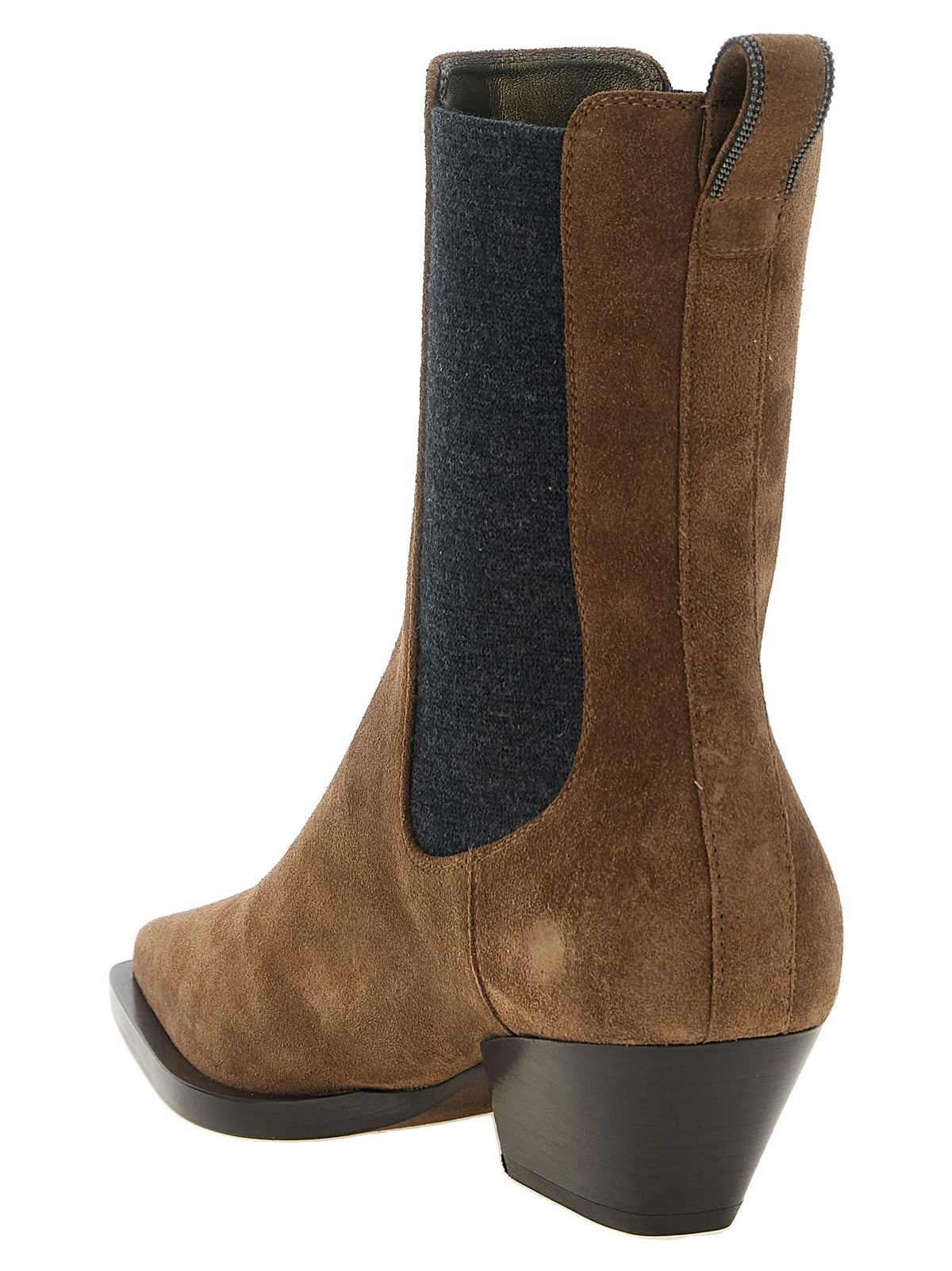 Brunello Cucinelli Precious Loop Detail Ankle Boots Brown, view 3