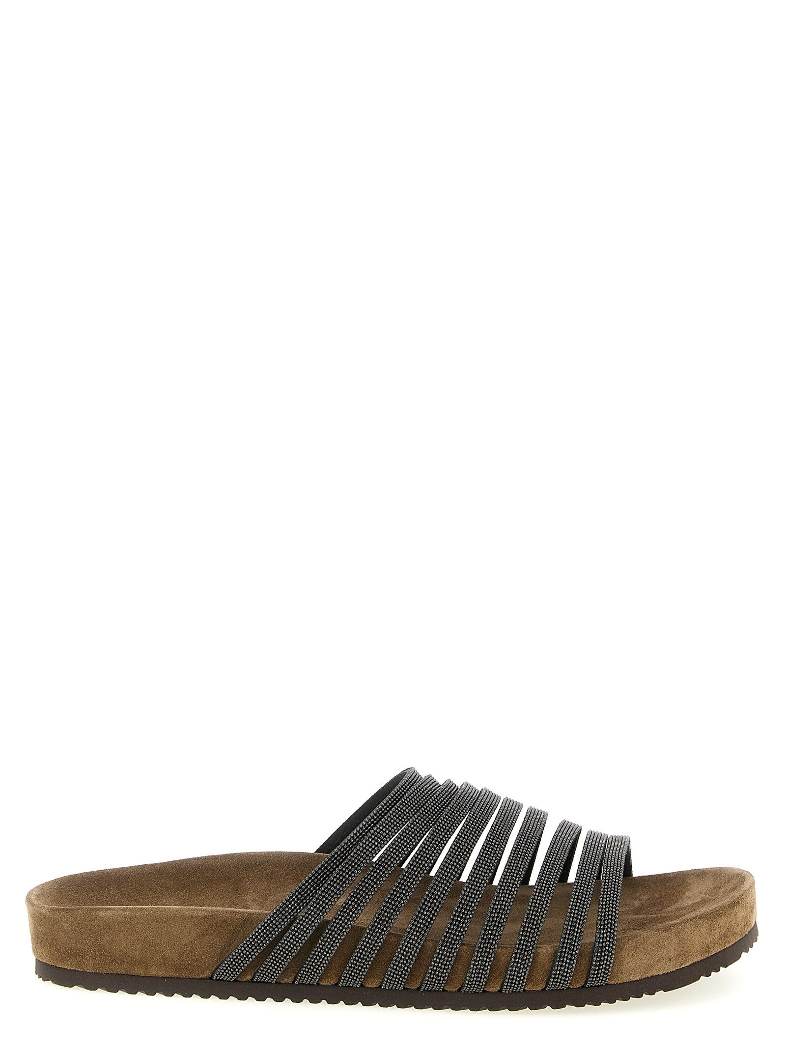 Brunello Cucinelli Precious Straps Slides Black