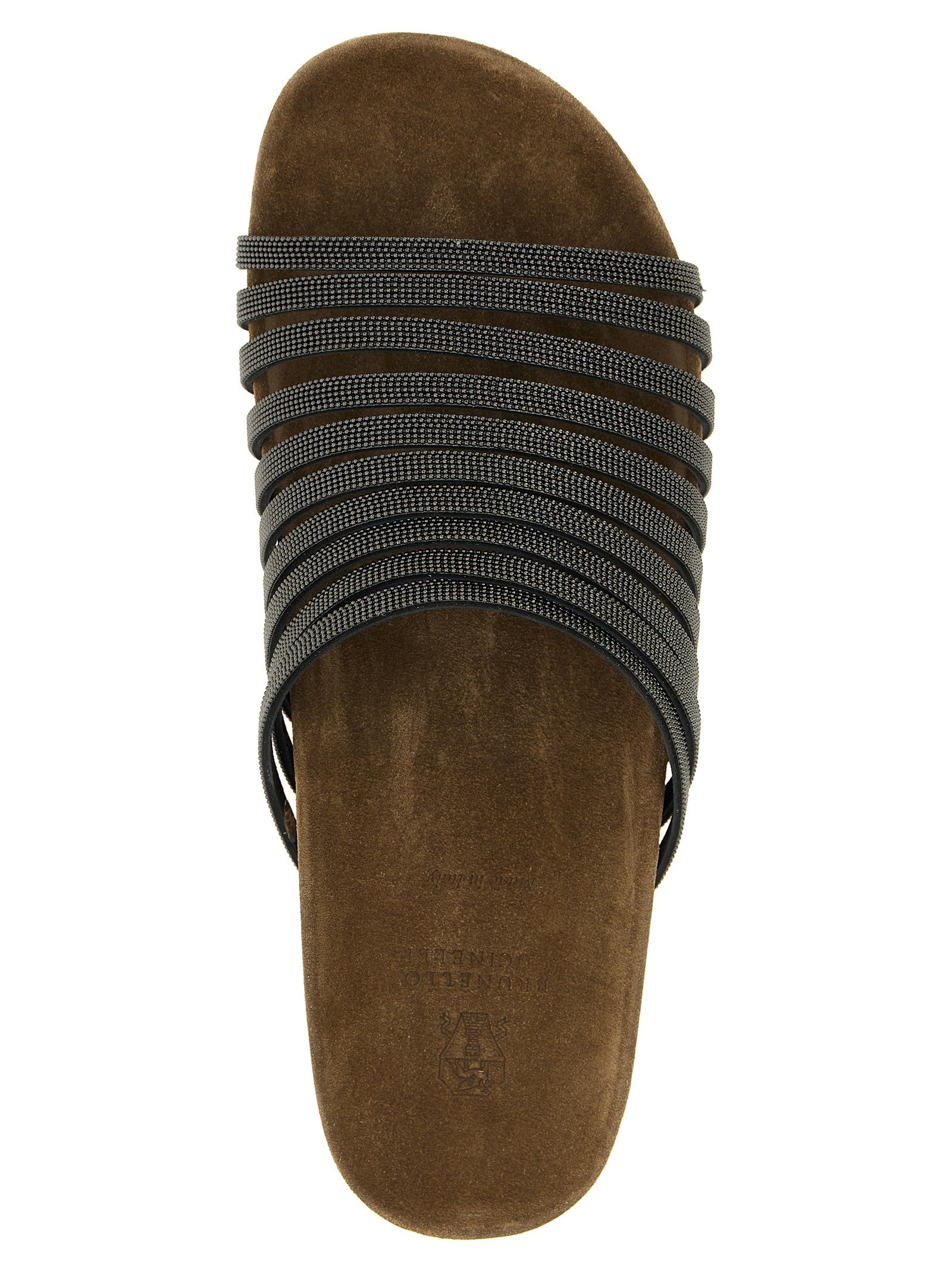 Brunello Cucinelli Precious Straps Slides Black