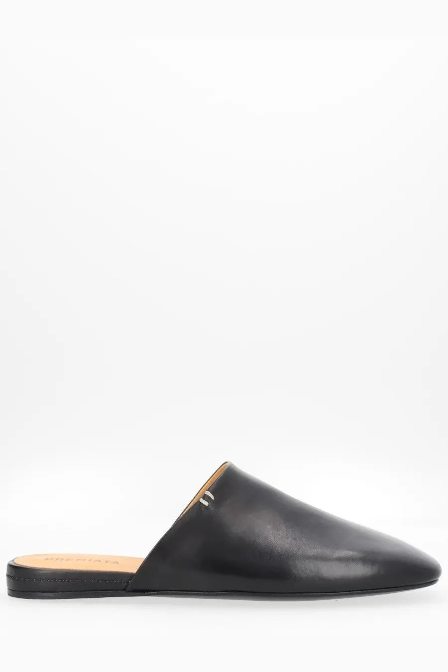 Premiata men’s leather sabot black black leather mule slip-on shoe with sleek minimalist design and pointed toe