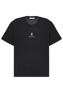 Premiata men’s black t-shirt with subtle white embroidered logo on the chest made of soft cotton fabric