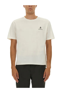 Premiata men’s off-white cotton t-shirt with a small black embroidered logo on the left chest