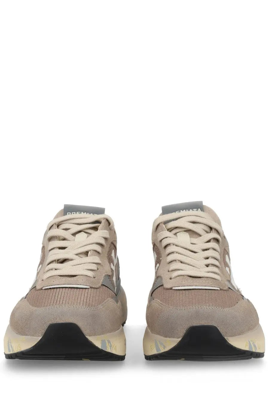 Premiata men’s sneaker Mick beige featuring beige and gray suede and mesh with a chunky sole