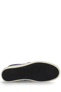 Black rubber sole with white midsole and puma branding on the back of premiata men’s sneaker steven blue