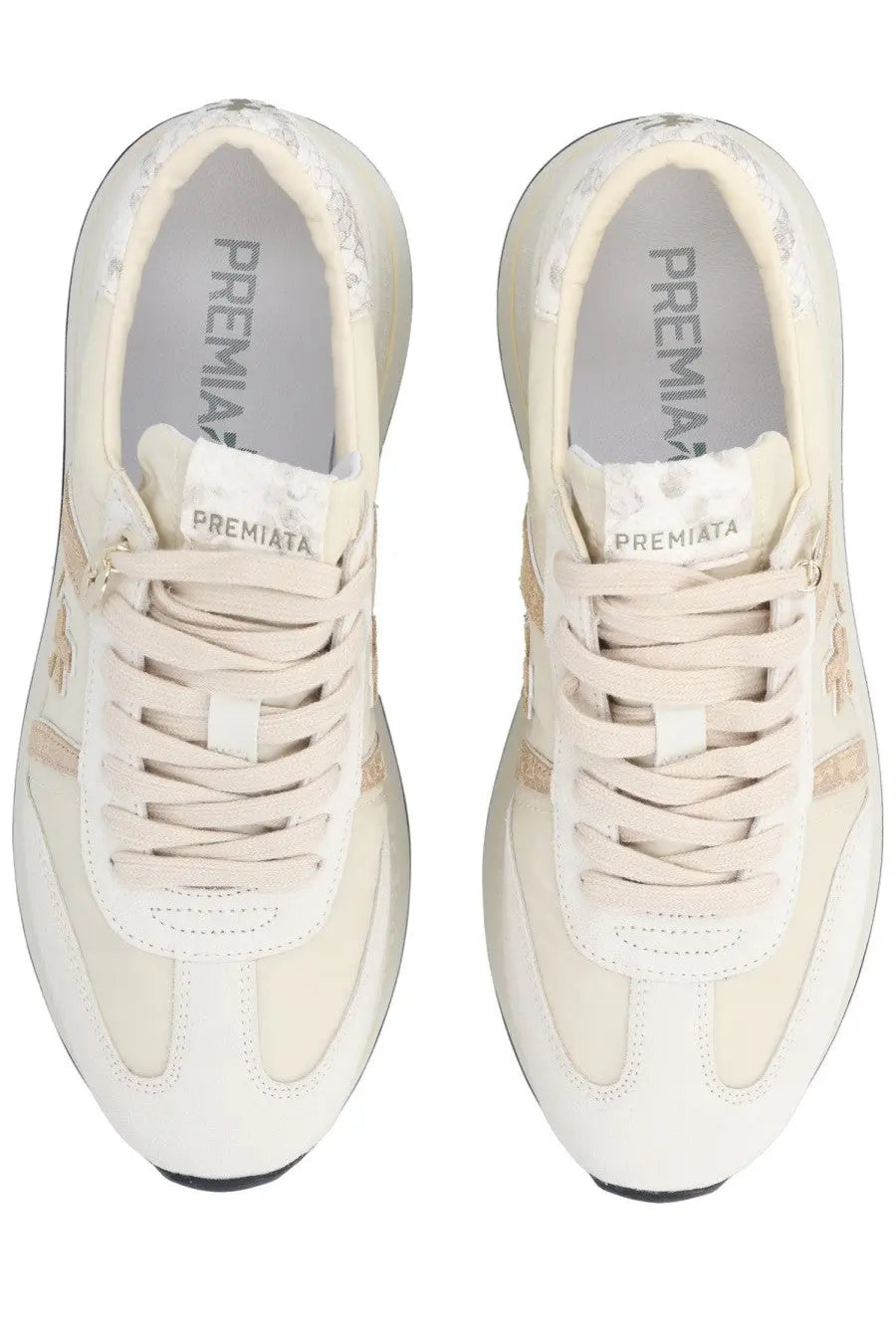 Premiata women’s sneaker bethcoin white cream-colored with sleek design metallic accents and cushioned sole