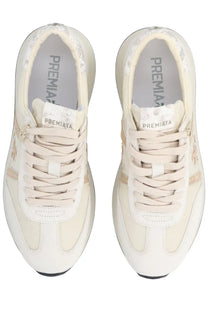Premiata women’s sneaker bethcoin white cream-colored with sleek design metallic accents and cushioned sole