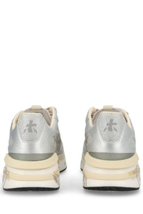 Premiata womens sneaker Moerund grey silver and cream chunky platform with textured mesh upper and subtle logo detail