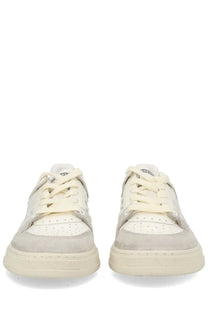 Premiata women’s sneaker quinnd white in cream suede and leather with perforated detailing low-top design