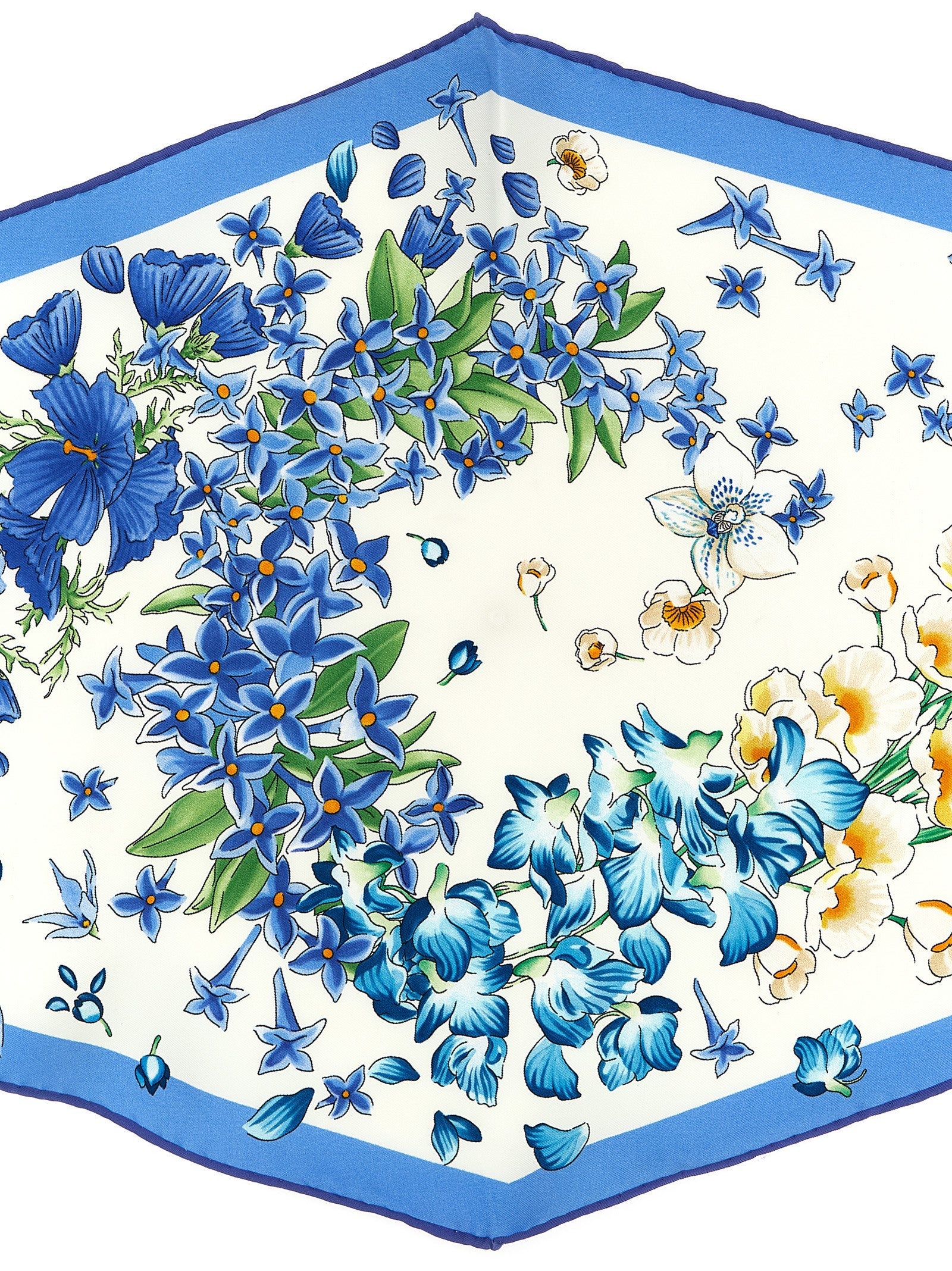 Ferragamo Primavera Print Diamond Scarf Blue