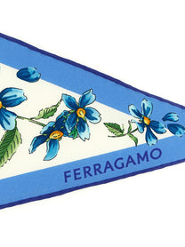 Ferragamo Primavera Print Diamond Scarf Blue