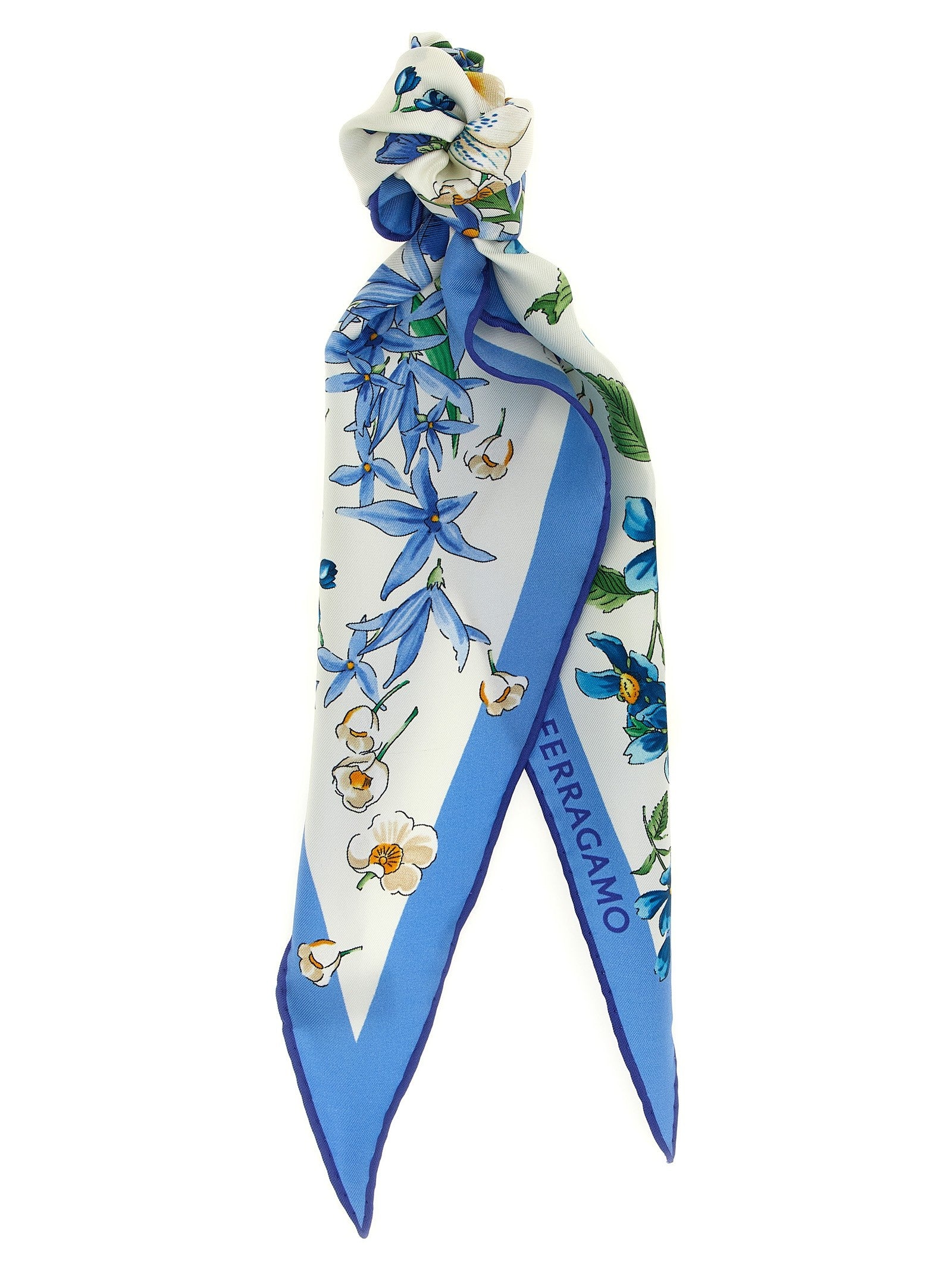 Ferragamo Primavera Print Diamond Scarf Blue