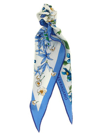 Ferragamo Primavera Print Diamond Scarf Blue