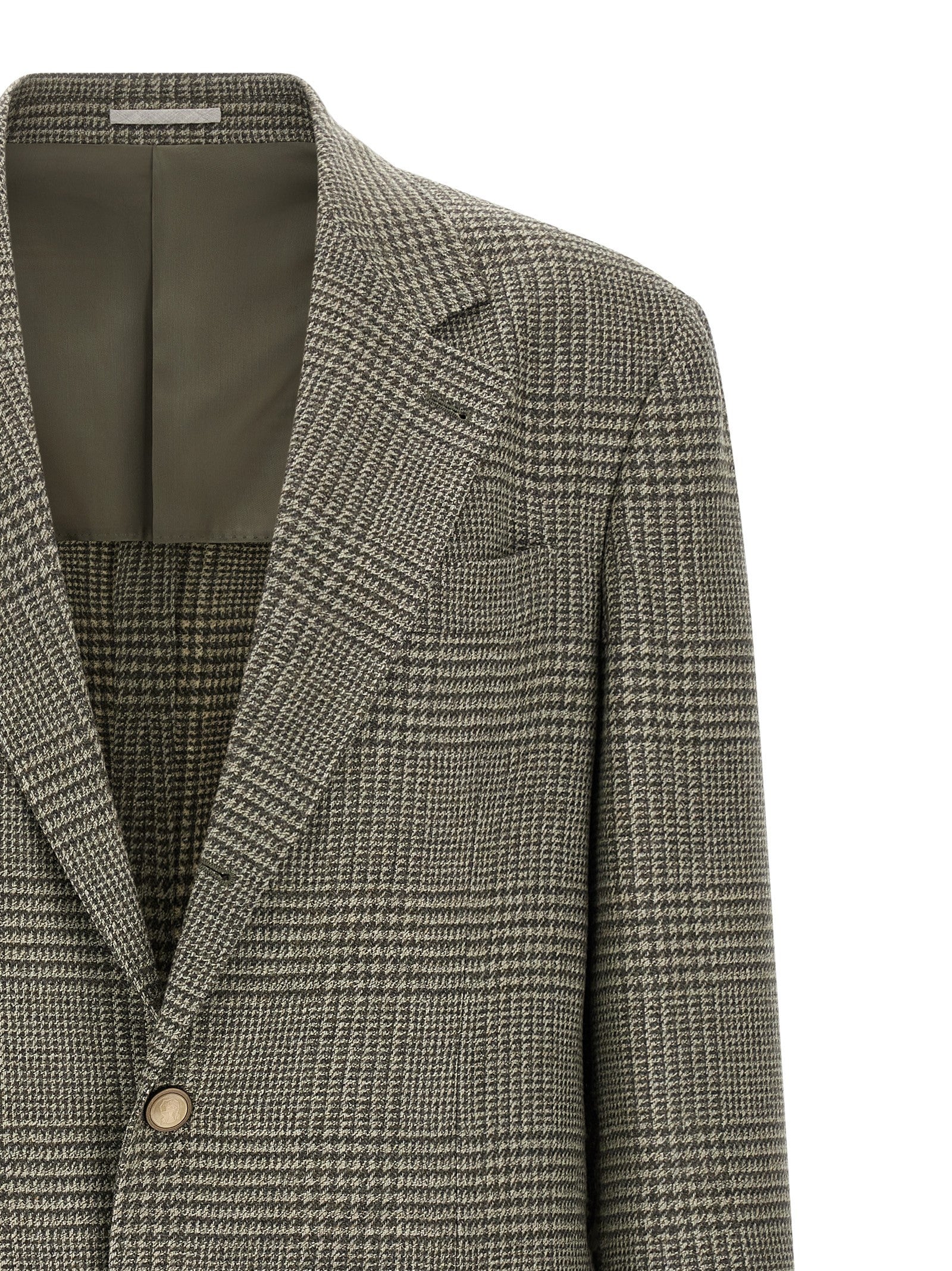 Brunello Cucinelli Prince of Wales Blazer Green
