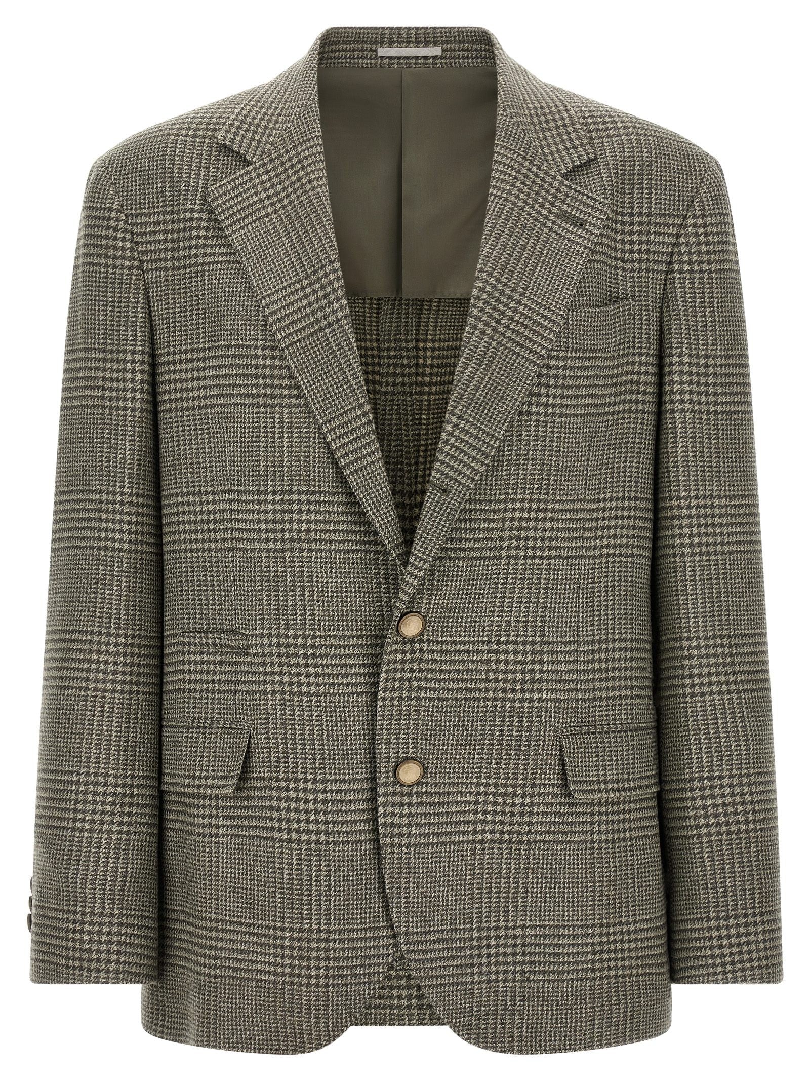 Brunello Cucinelli Prince of Wales Blazer Green