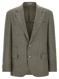 Brunello Cucinelli Prince of Wales Blazer Green