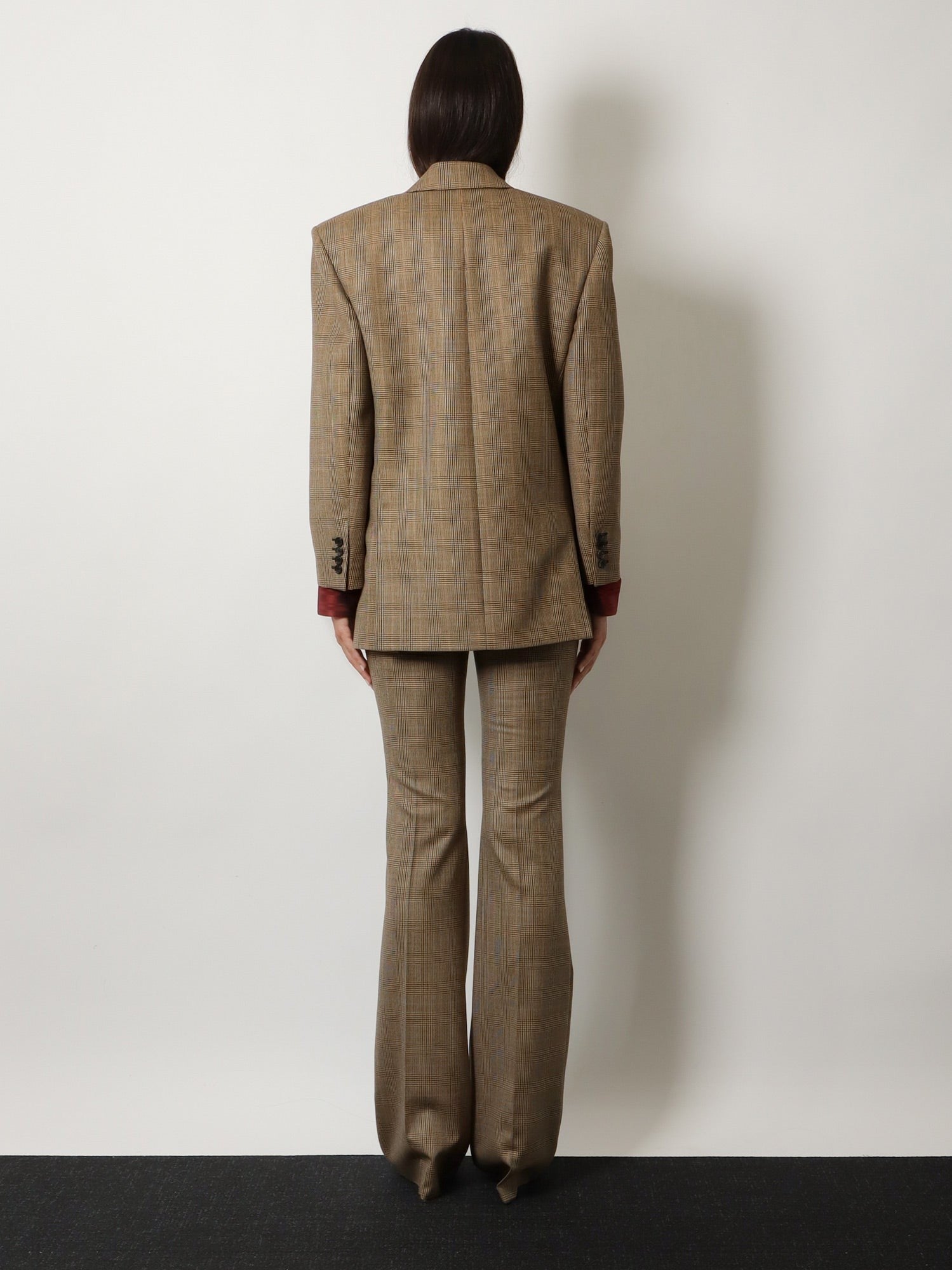 Saint Laurent Women's Prince of Wales Certified Wool Blazer Beige