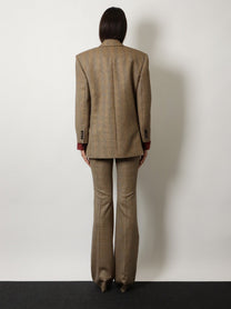 Saint Laurent Women's Prince of Wales Certified Wool Blazer Beige