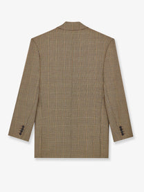 Saint Laurent Women's Prince of Wales Certified Wool Blazer Beige