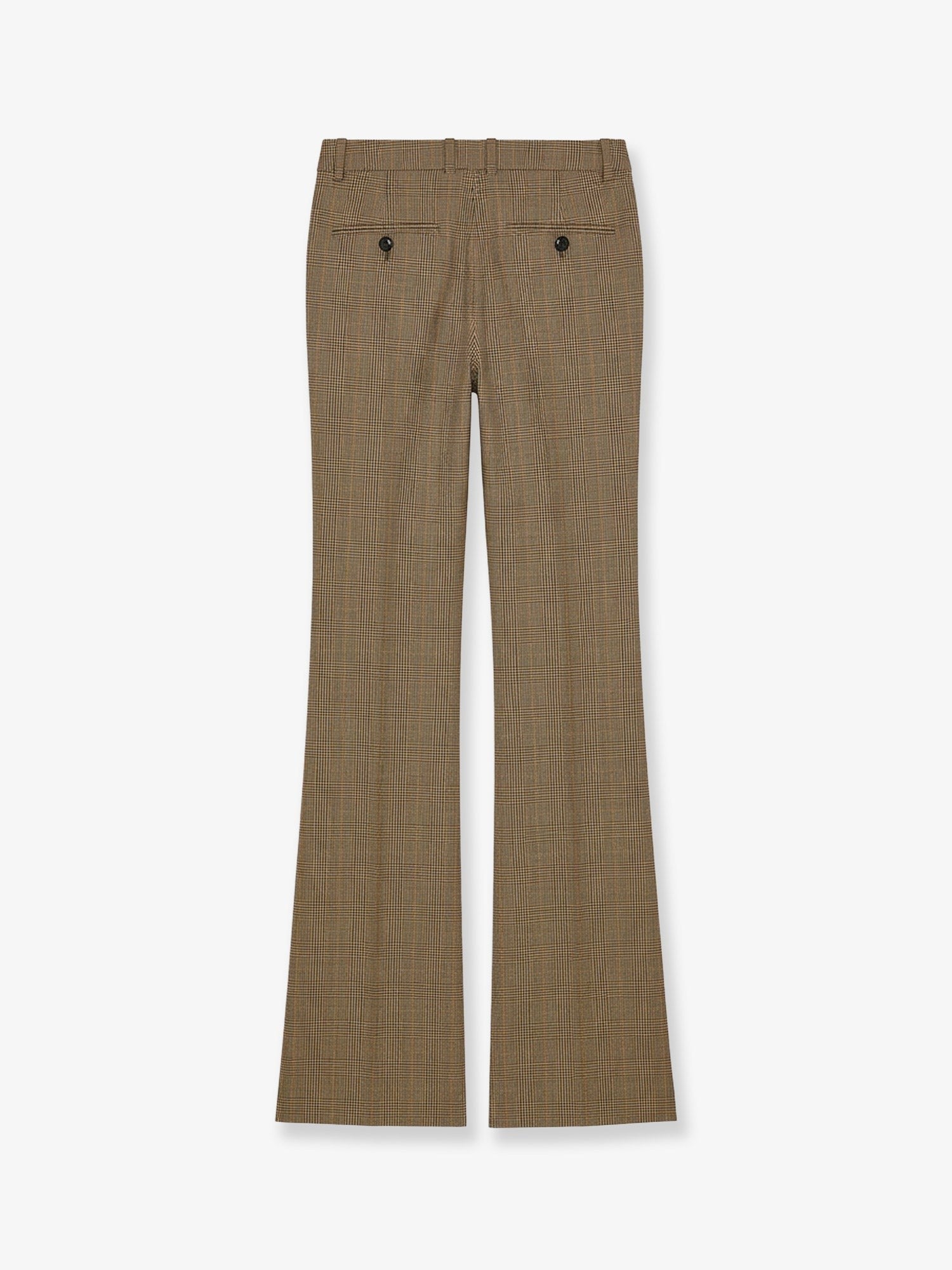 Saint Laurent Women's Prince of Wales Certified Wool Trousers Beige