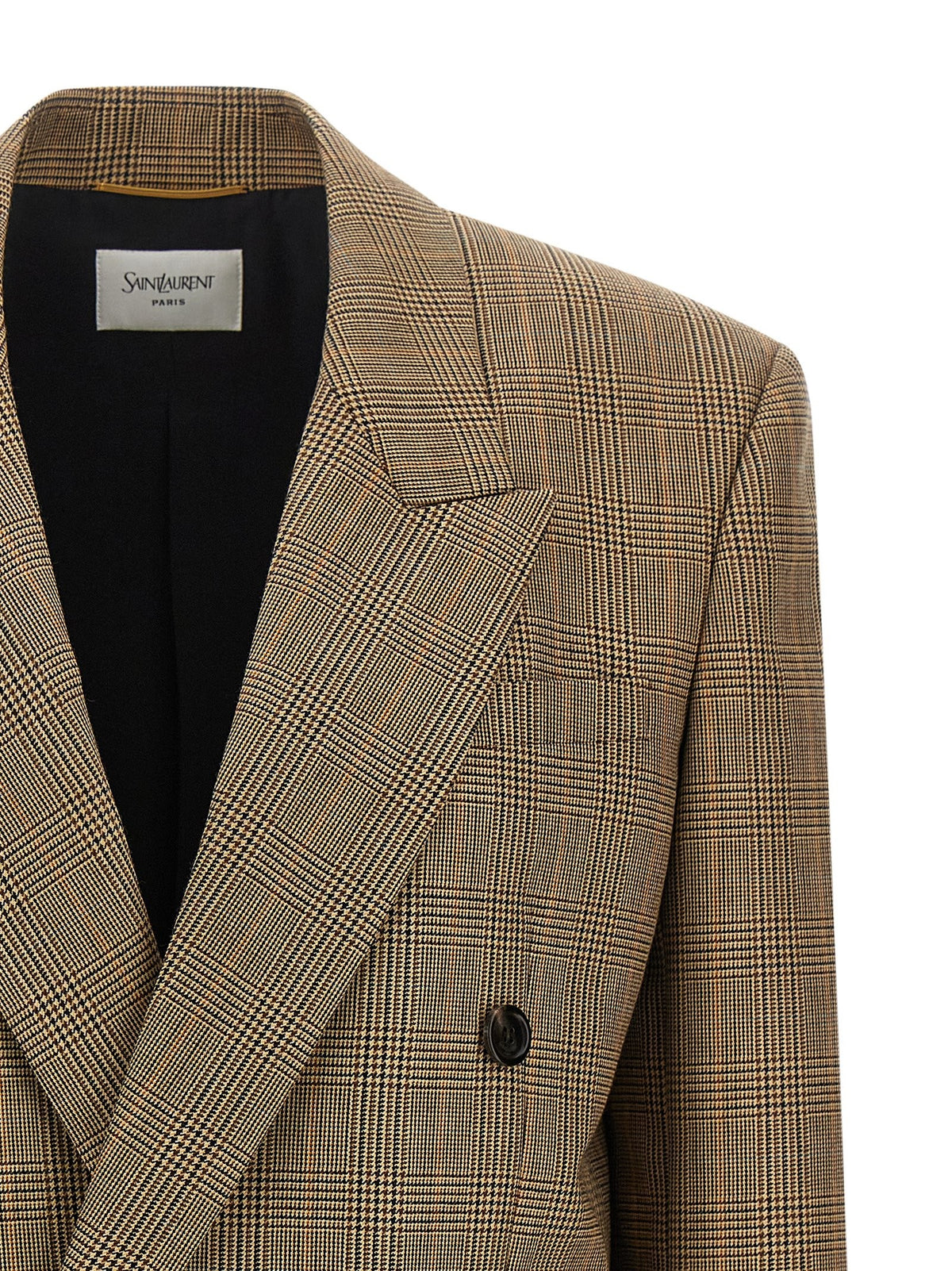 Saint Laurent Prince of Wales Houndstooth Blazer Brown, view 3
