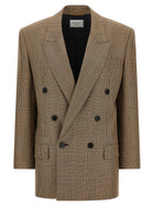 Saint Laurent Prince of Wales Houndstooth Blazer Brown