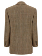 Saint Laurent Prince of Wales Houndstooth Blazer Brown, view 2