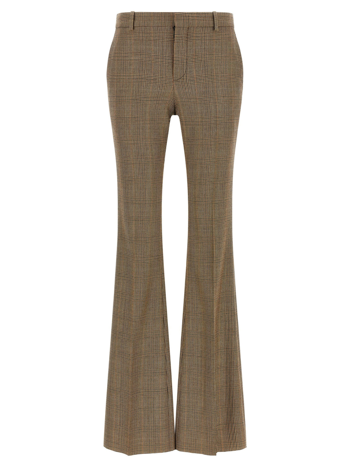 Saint Laurent Prince of Wales Houndstooth Trousers Brown