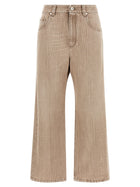 Brunello Cucinelli Prince of Wales Jeans Beige