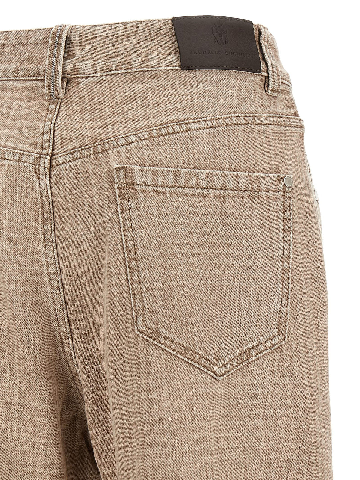 Brunello Cucinelli Prince of Wales Jeans Beige, view 4