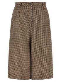 Brunello Cucinelli Prince of Wales Lamé Bermuda Shorts Brown