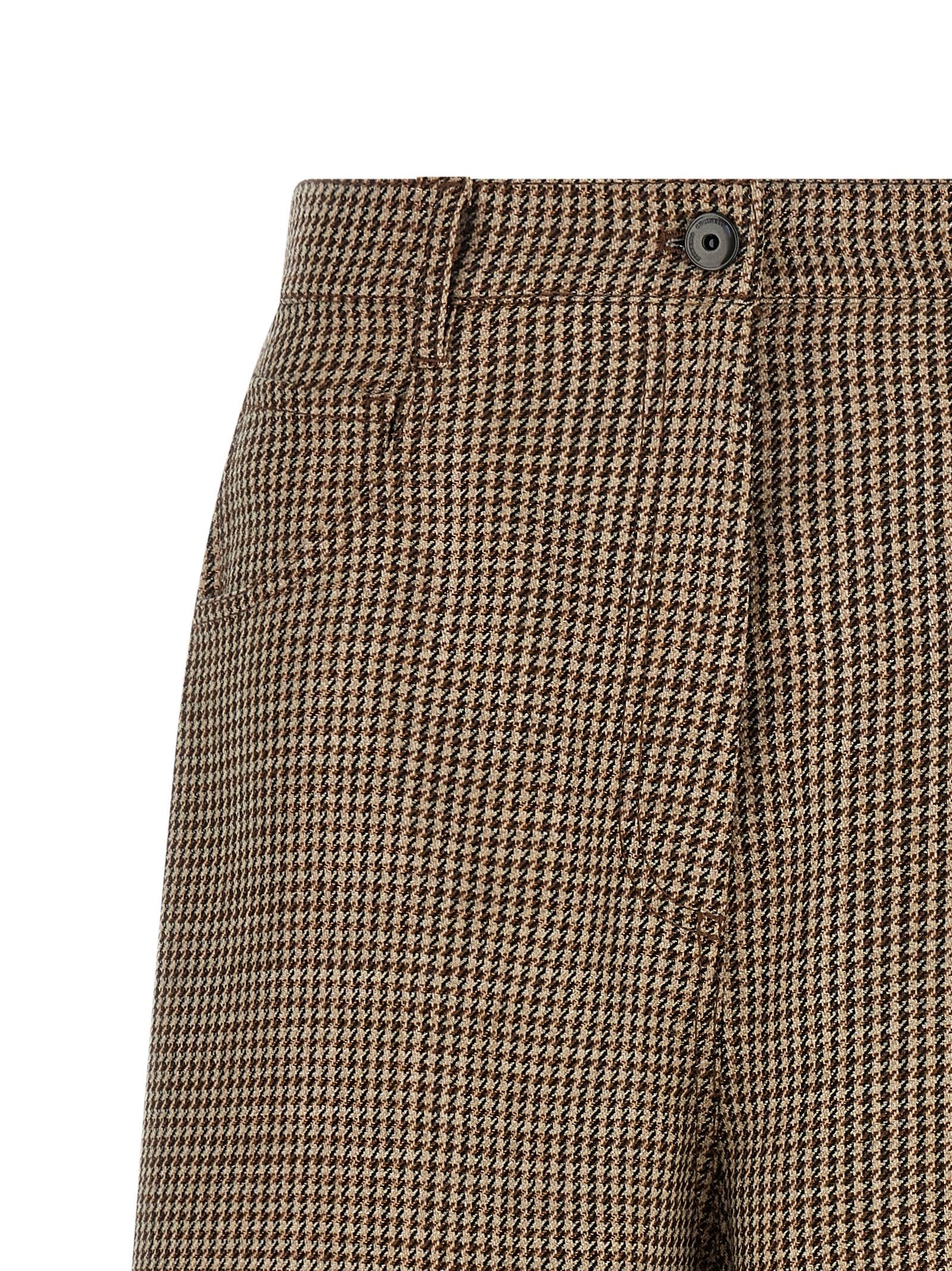 Brunello Cucinelli Prince of Wales Lamé Bermuda Shorts Brown