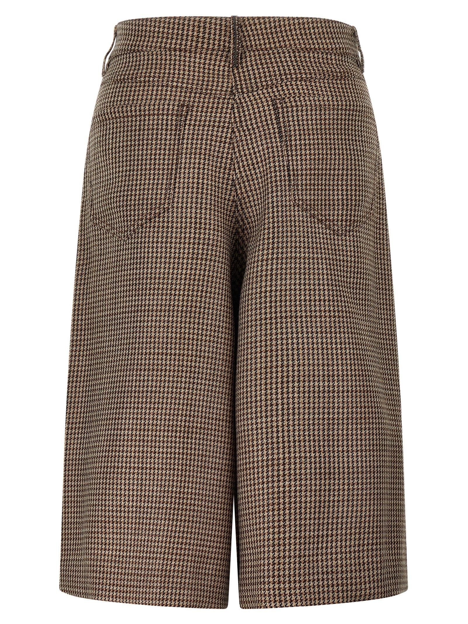 Brunello Cucinelli Prince of Wales Lamé Bermuda Shorts Brown