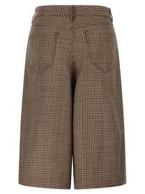 Brunello Cucinelli Prince of Wales Lamé Bermuda Shorts Brown
