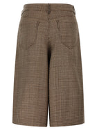 Brunello Cucinelli Prince of Wales Lamé Bermuda Shorts Brown, view 2