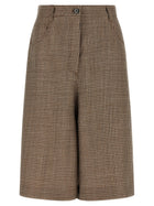 Brunello Cucinelli Prince of Wales Lamé Bermuda Shorts Brown