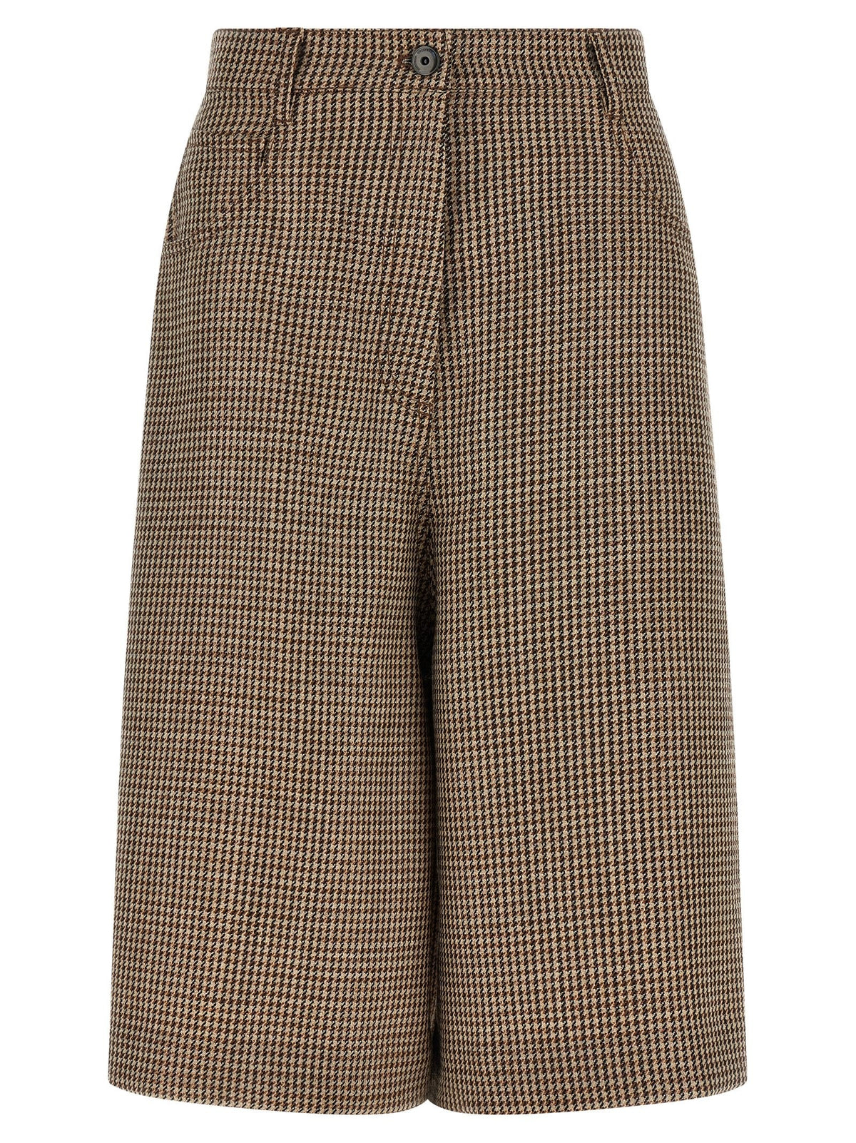 Brunello Cucinelli Prince of Wales Lamé Bermuda Shorts Brown