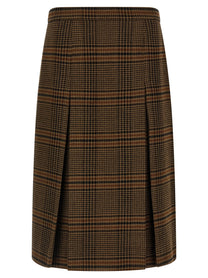Saint Laurent Prince of Wales Skirt Brown