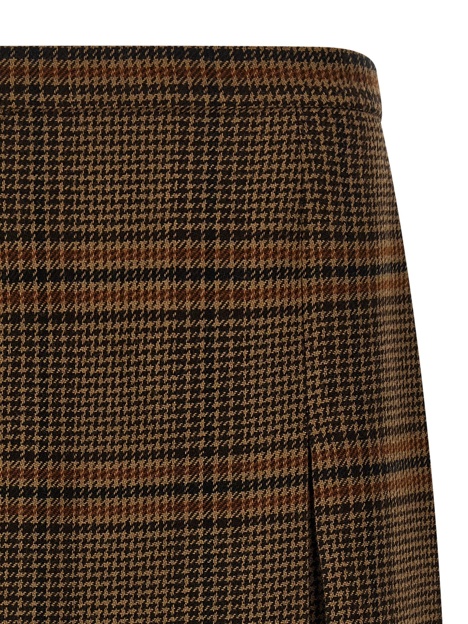 Saint Laurent Prince of Wales Skirt Brown