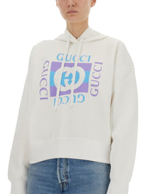 Gucci Women's Printed Cotton Hoodie White