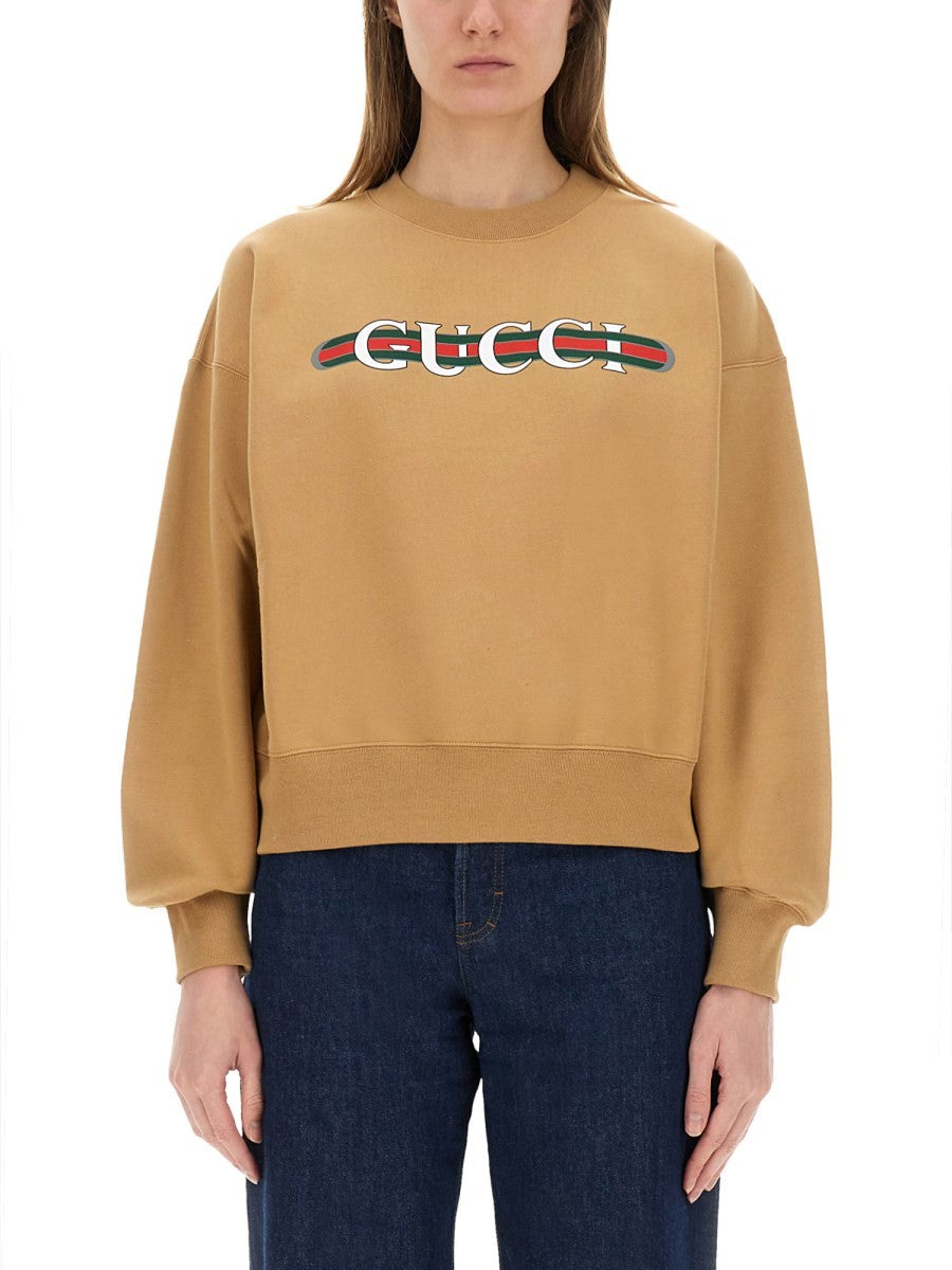 Gucci Women's Printed Cotton Jersey Sweatshirt Beige