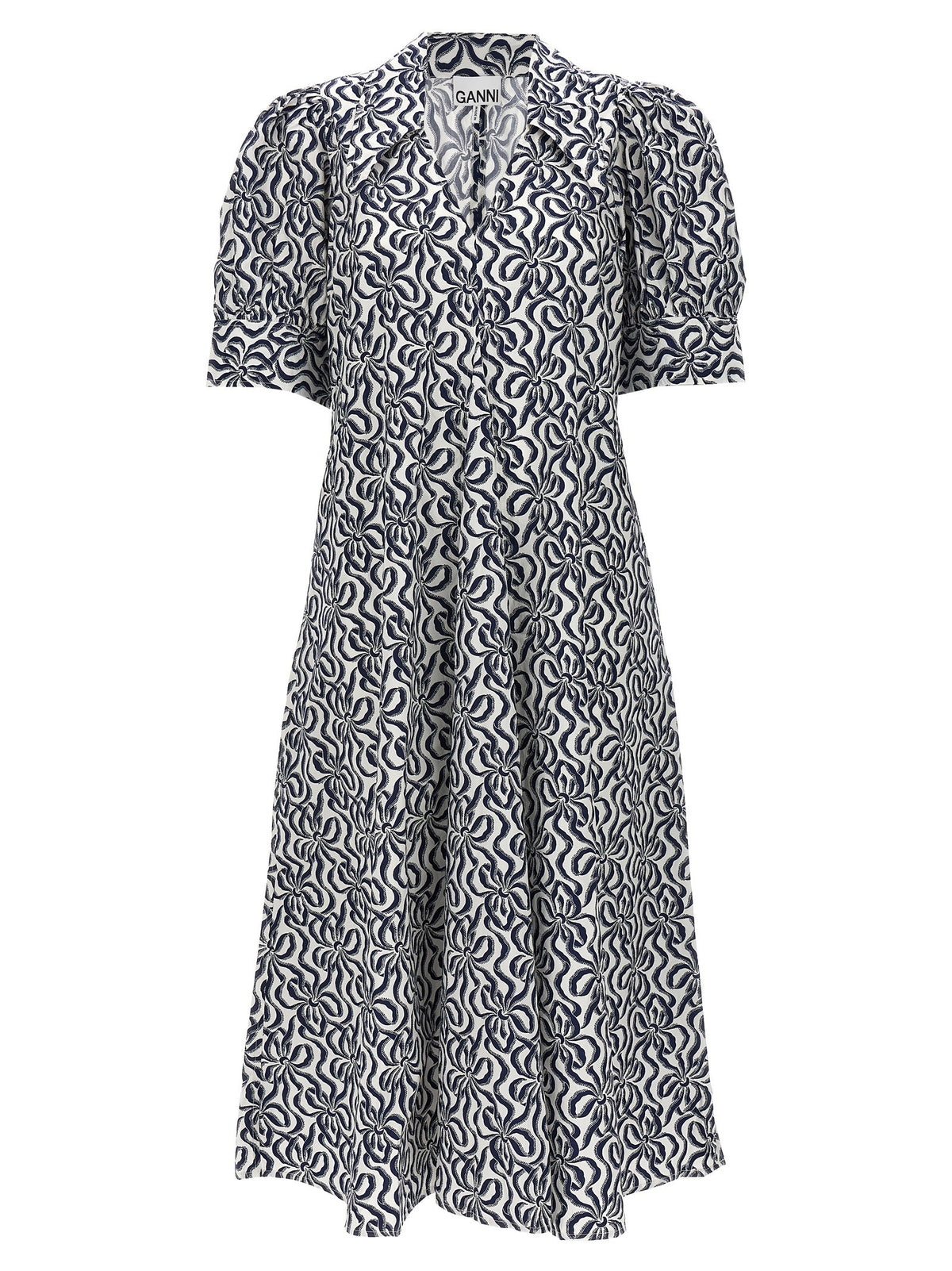 Ganni Printed Dress Gold